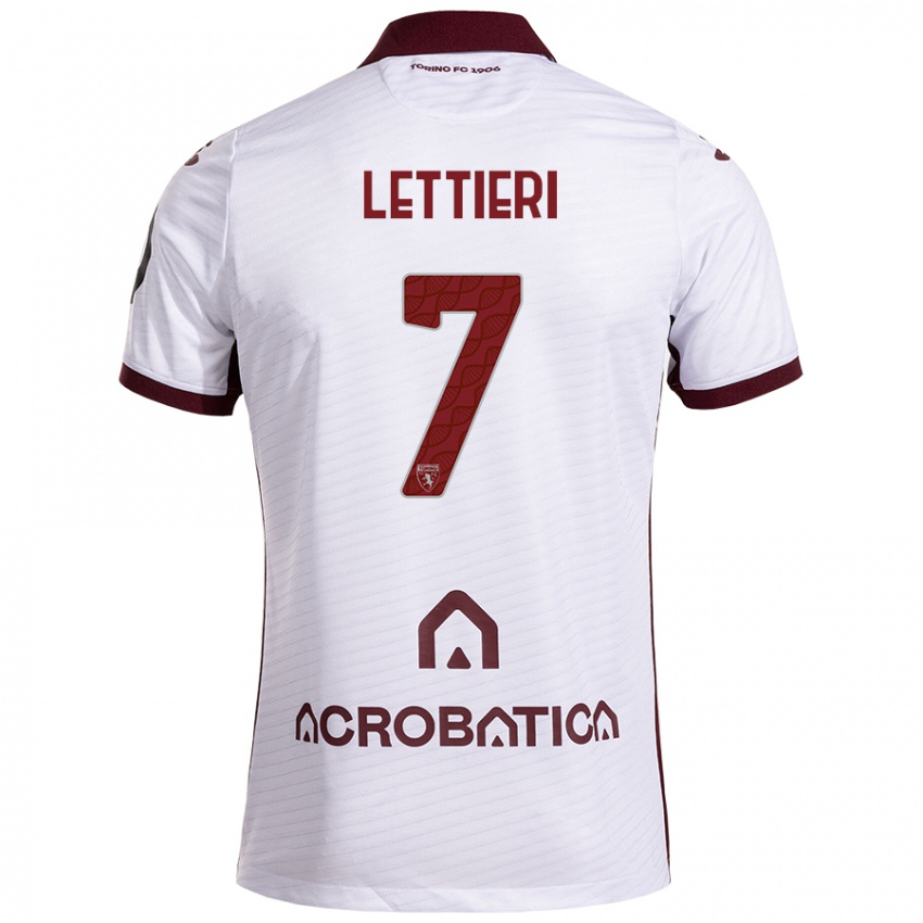 Niño Camiseta Jessica Lettieri #7 Blanco Granate 2ª Equipación 2024/25 La Camisa Argentina