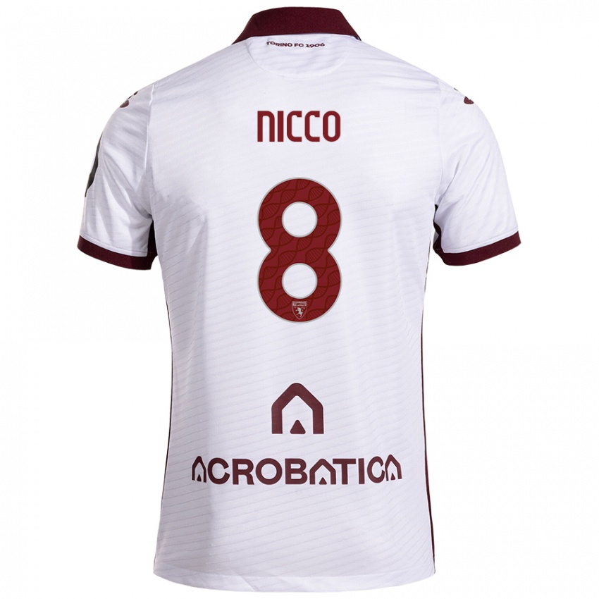 Niño Camiseta Giada Nicco #8 Blanco Granate 2ª Equipación 2024/25 La Camisa Argentina