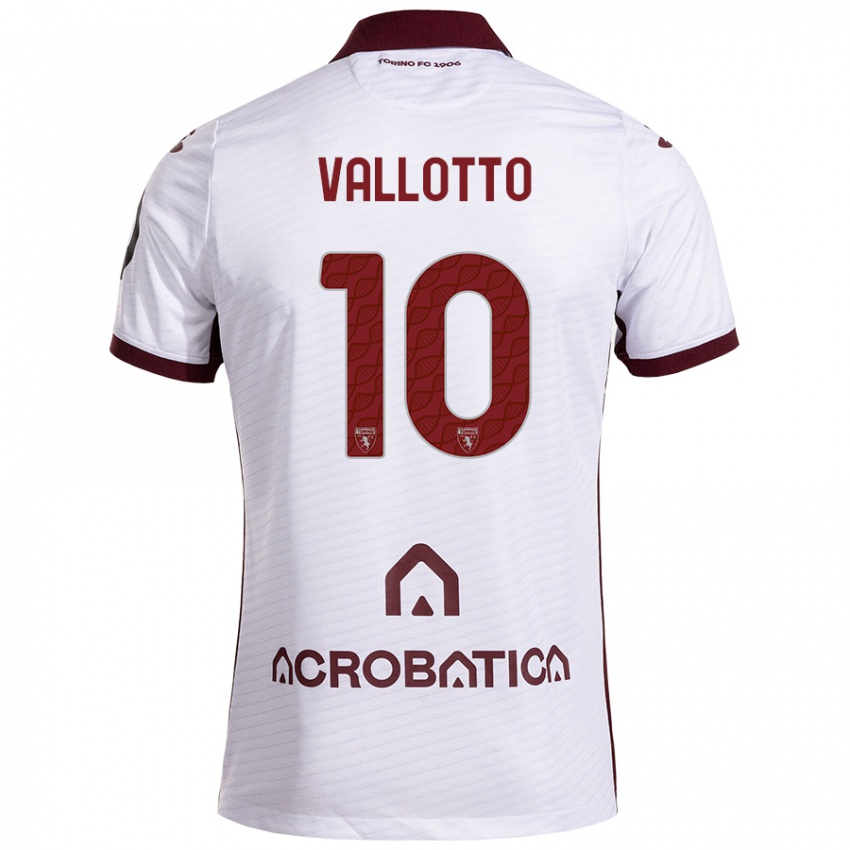 Niño Camiseta Greta Vallotto #10 Blanco Granate 2ª Equipación 2024/25 La Camisa Argentina