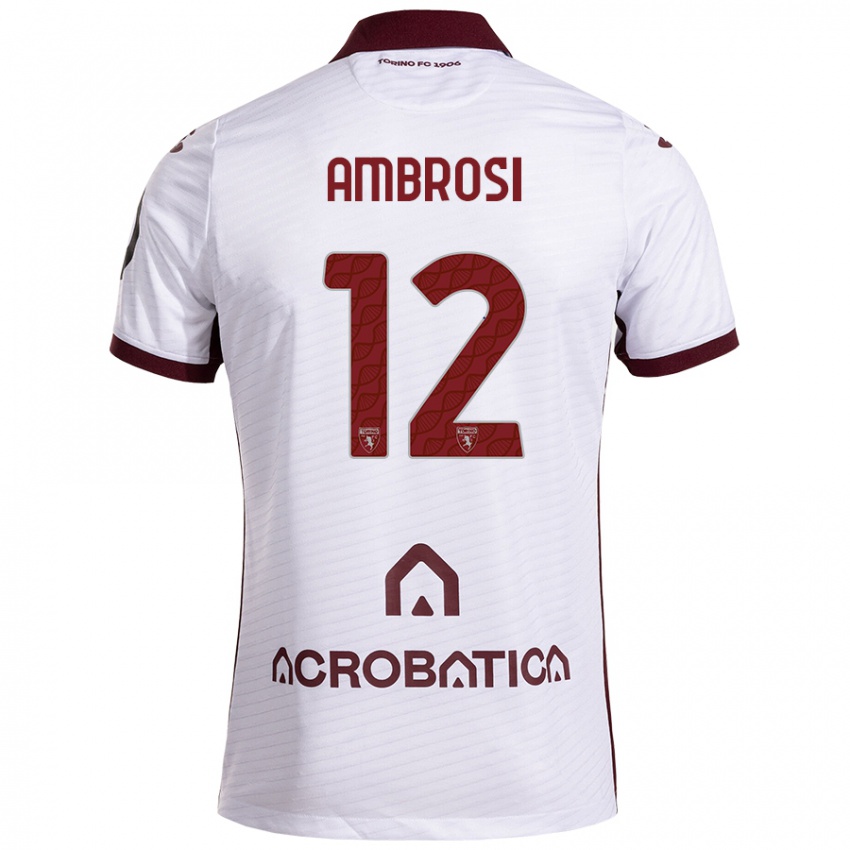 Niño Camiseta Martina Ambrosi #12 Blanco Granate 2ª Equipación 2024/25 La Camisa Argentina