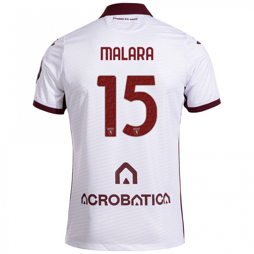 Niño Camiseta Sara Malara #15 Blanco Granate 2ª Equipación 2024/25 La Camisa Argentina