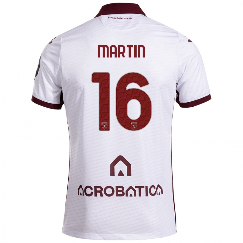 Niño Camiseta Francesca Martin #16 Blanco Granate 2ª Equipación 2024/25 La Camisa Argentina