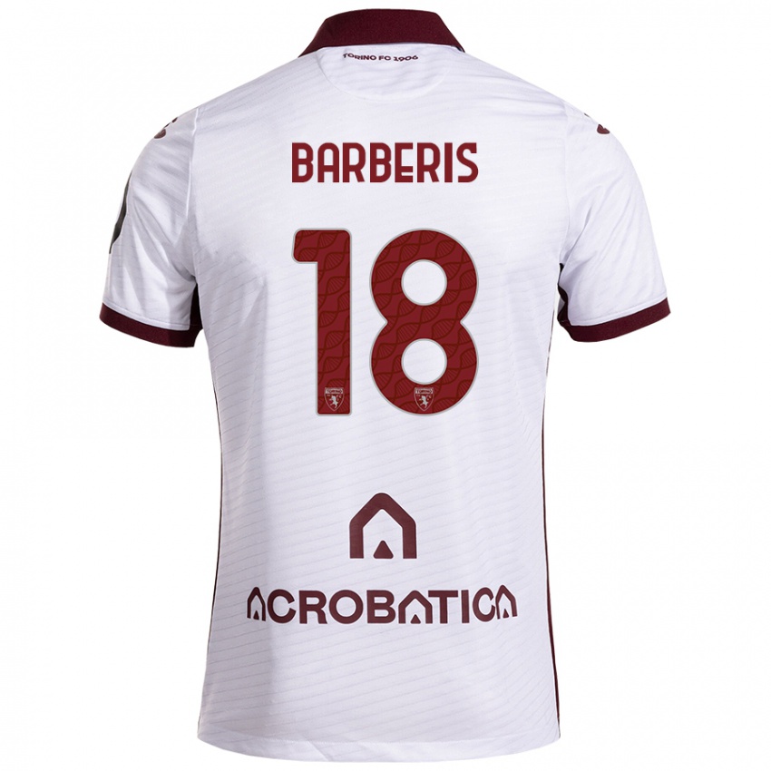 Niño Camiseta Laura Barberis #18 Blanco Granate 2ª Equipación 2024/25 La Camisa Argentina