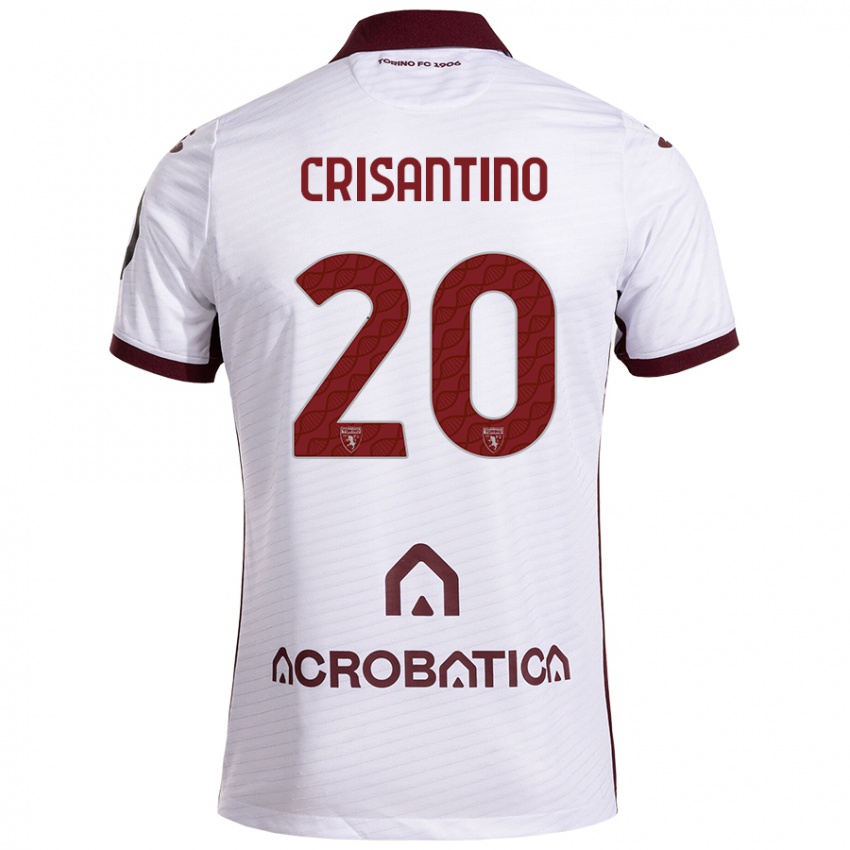 Niño Camiseta Giulia Crisantino #20 Blanco Granate 2ª Equipación 2024/25 La Camisa Argentina