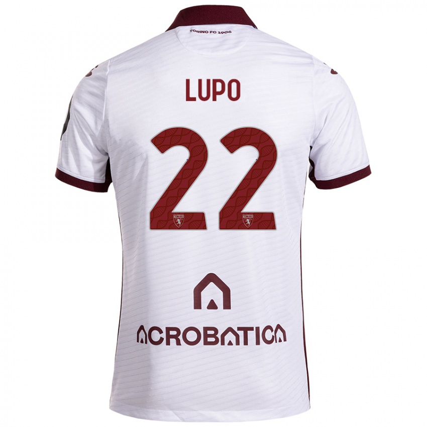 Niño Camiseta Enrica Lupo #22 Blanco Granate 2ª Equipación 2024/25 La Camisa Argentina