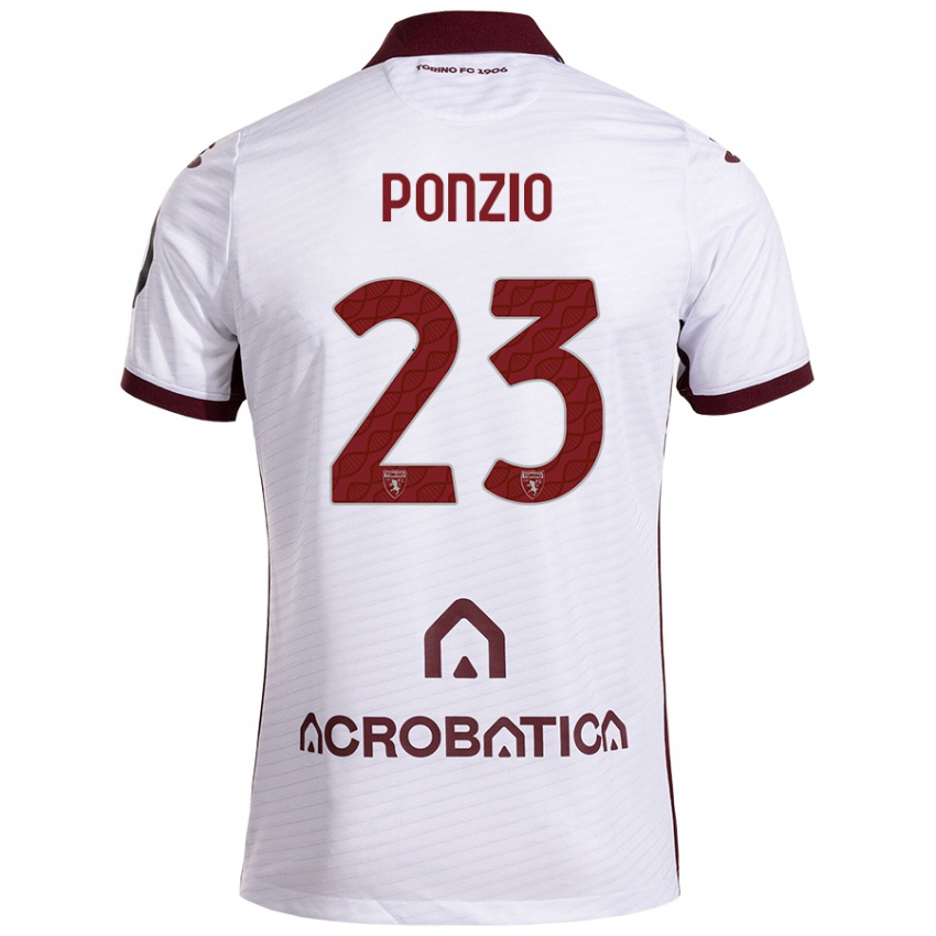 Niño Camiseta Erika Ponzio #23 Blanco Granate 2ª Equipación 2024/25 La Camisa Argentina