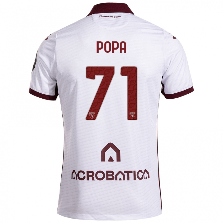 Niño Camiseta Mihai Popa #71 Blanco Granate 2ª Equipación 2024/25 La Camisa Argentina