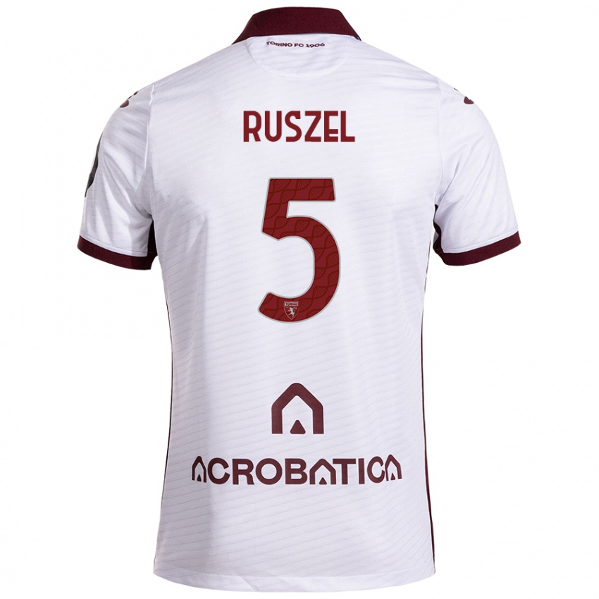 Niño Camiseta Marcel Ruszel #5 Blanco Granate 2ª Equipación 2024/25 La Camisa Argentina