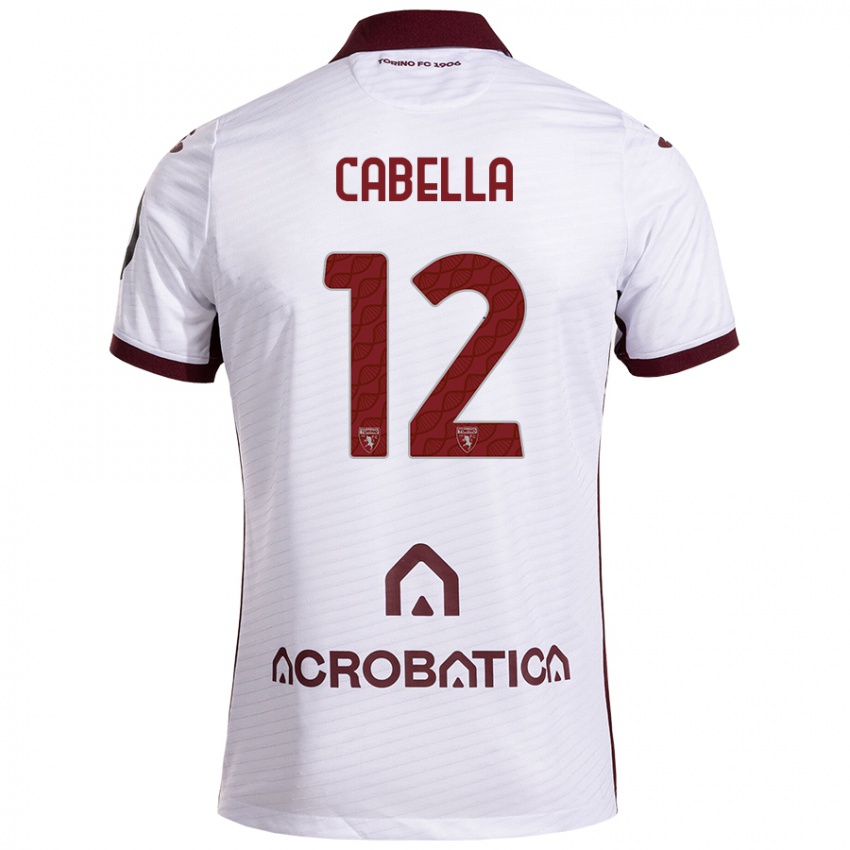 Niño Camiseta Matteo Cabella #12 Blanco Granate 2ª Equipación 2024/25 La Camisa Argentina