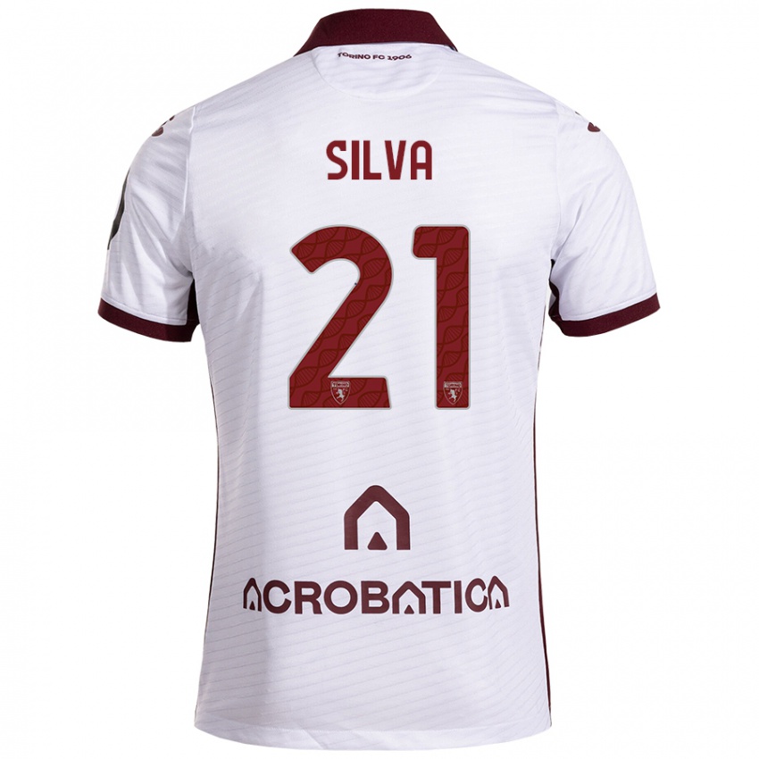 Niño Camiseta Jonathan Silva #21 Blanco Granate 2ª Equipación 2024/25 La Camisa Argentina