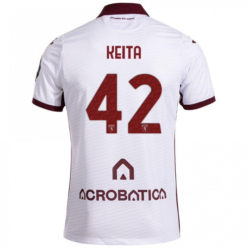 Niño Camiseta Karamoko Keita #42 Blanco Granate 2ª Equipación 2024/25 La Camisa Argentina