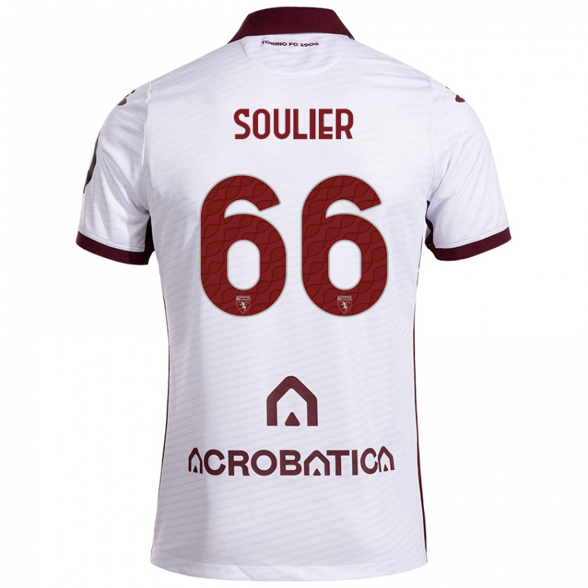 Niño Camiseta Evan Soulier #66 Blanco Granate 2ª Equipación 2024/25 La Camisa Argentina