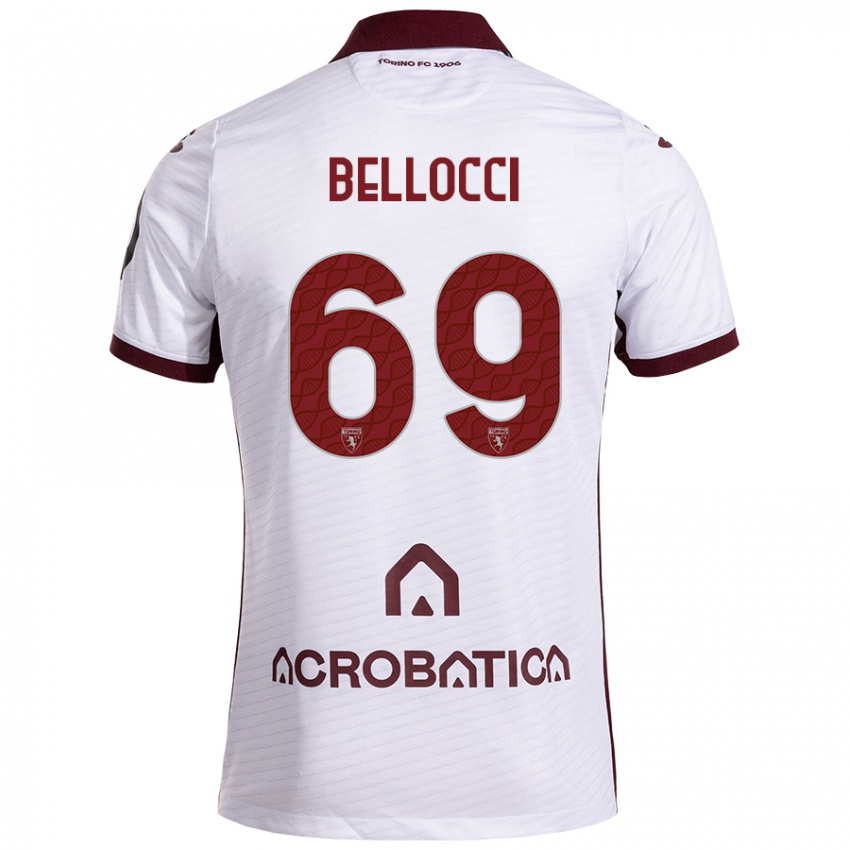 Niño Camiseta Andrea Bellocci #69 Blanco Granate 2ª Equipación 2024/25 La Camisa Argentina