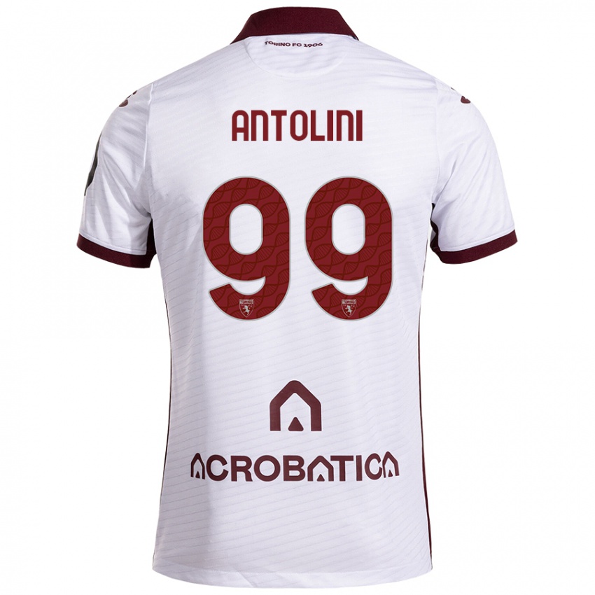 Niño Camiseta Jacopo Antolini #99 Blanco Granate 2ª Equipación 2024/25 La Camisa Argentina