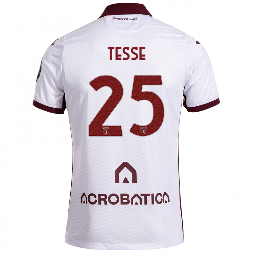 Niño Camiseta Manuela Tesse #25 Blanco Granate 2ª Equipación 2024/25 La Camisa Argentina