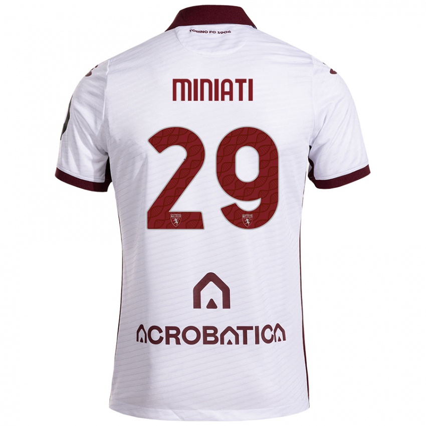 Niño Camiseta Elisa Miniati #29 Blanco Granate 2ª Equipación 2024/25 La Camisa Argentina