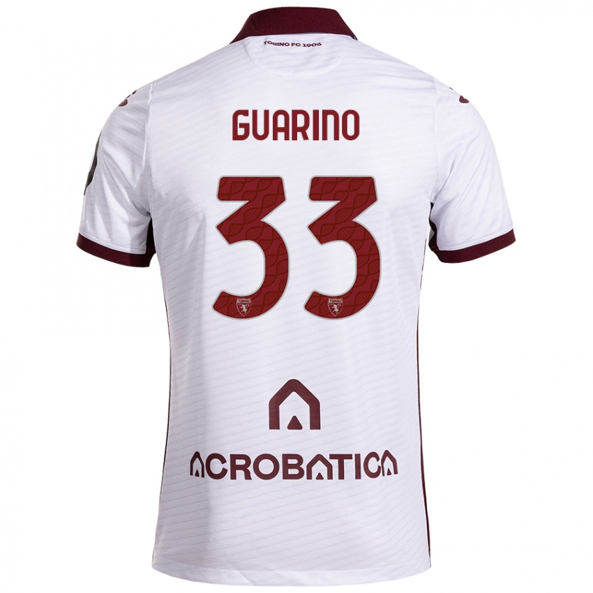 Niño Camiseta Rita Guarino #33 Blanco Granate 2ª Equipación 2024/25 La Camisa Argentina