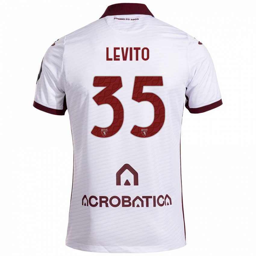 Niño Camiseta Isabeau Levito #35 Blanco Granate 2ª Equipación 2024/25 La Camisa Argentina