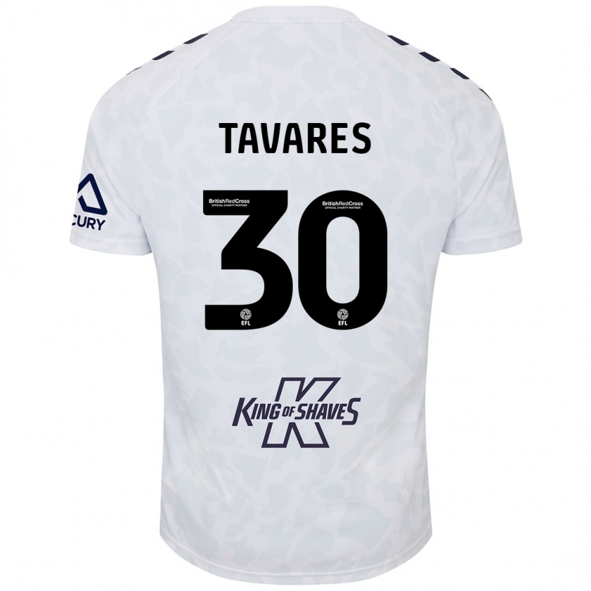 Niño Camiseta Fábio Tavares #30 Blanco 2ª Equipación 2024/25 La Camisa Argentina