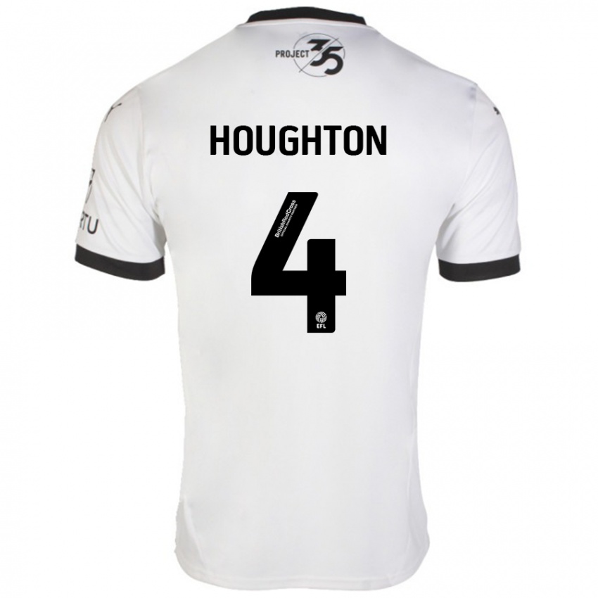 Niño Camiseta Jordan Houghton #4 Blanco Negro 2ª Equipación 2024/25 La Camisa Argentina