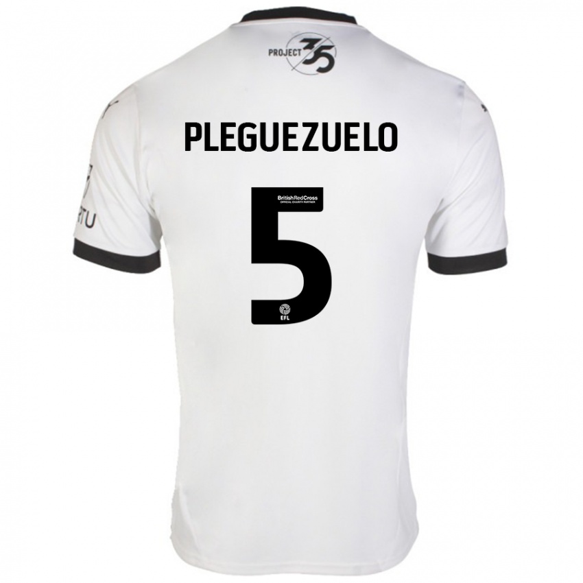 Niño Camiseta Julio Pleguezuelo #5 Blanco Negro 2ª Equipación 2024/25 La Camisa Argentina