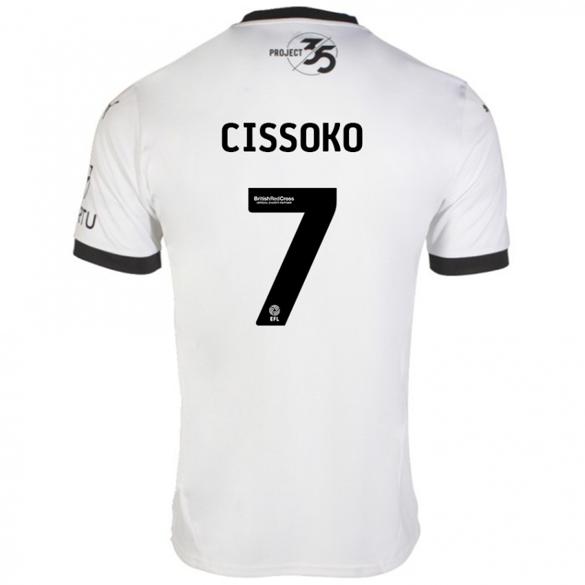 Niño Camiseta Ibrahim Cissoko #7 Blanco Negro 2ª Equipación 2024/25 La Camisa Argentina