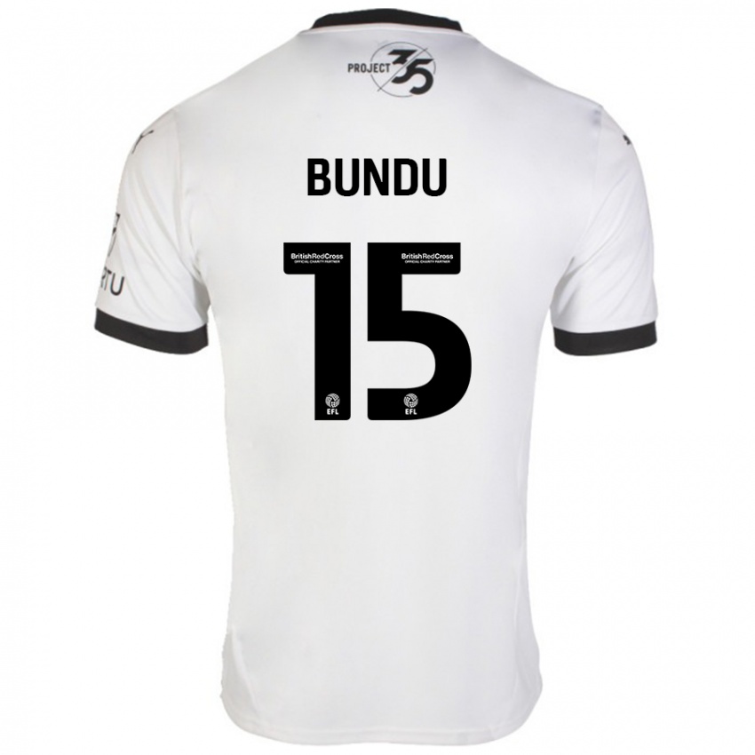 Niño Camiseta Mustapha Bundu #15 Blanco Negro 2ª Equipación 2024/25 La Camisa Argentina