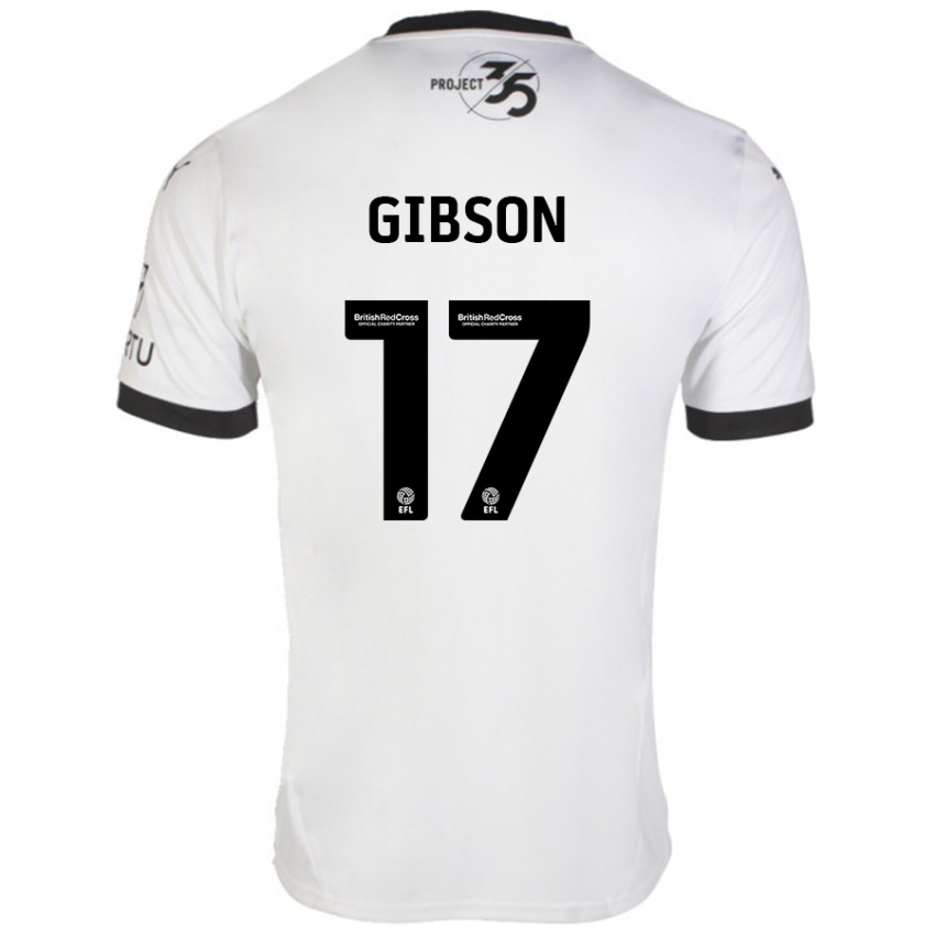 Niño Camiseta Lewis Gibson #17 Blanco Negro 2ª Equipación 2024/25 La Camisa Argentina