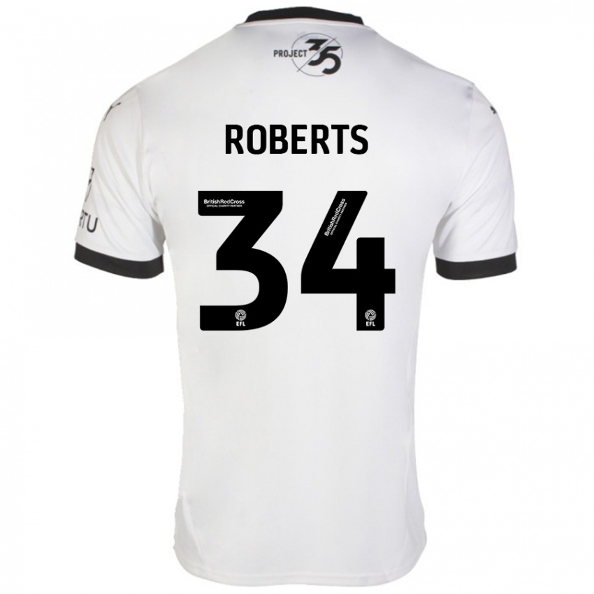 Niño Camiseta Caleb Roberts #34 Blanco Negro 2ª Equipación 2024/25 La Camisa Argentina