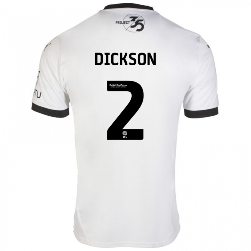 Niño Camiseta Katie Dickson #2 Blanco Negro 2ª Equipación 2024/25 La Camisa Argentina