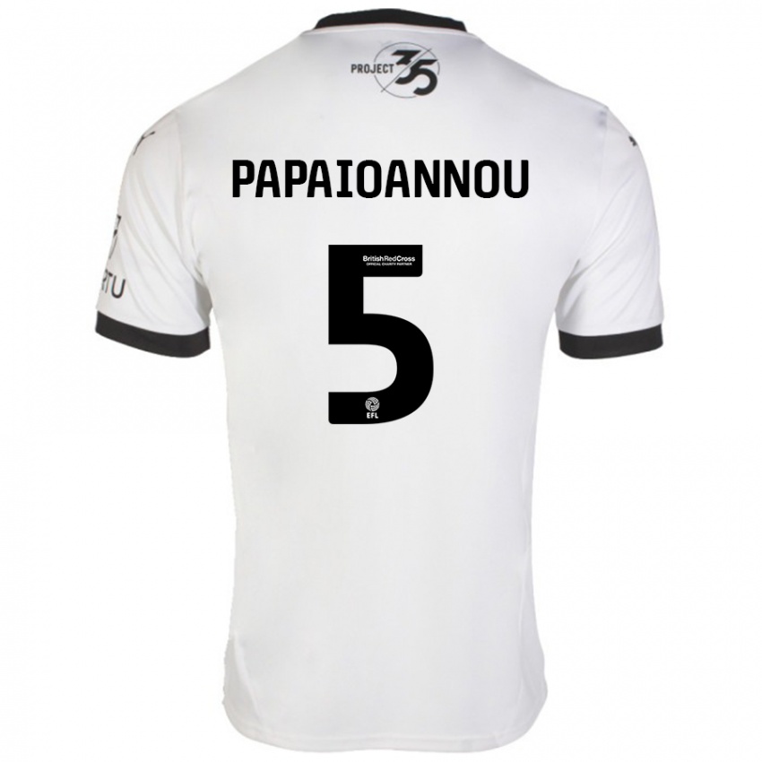 Niño Camiseta Panagiota Papaioannou #5 Blanco Negro 2ª Equipación 2024/25 La Camisa Argentina