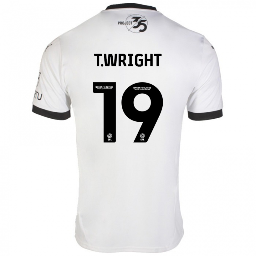 Niño Camiseta Tyreik Wright #19 Blanco Negro 2ª Equipación 2024/25 La Camisa Argentina