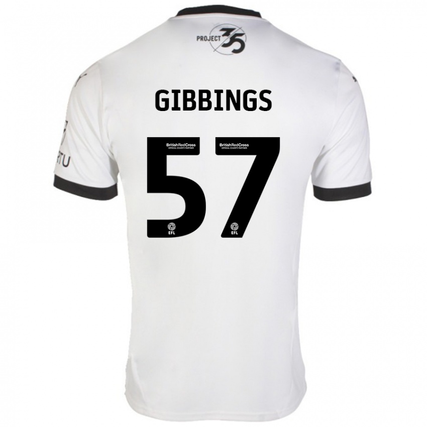 Niño Camiseta Cole Gibbings #57 Blanco Negro 2ª Equipación 2024/25 La Camisa Argentina