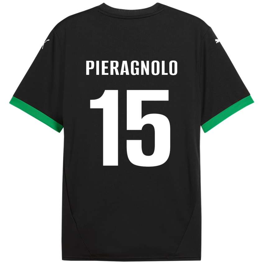 Hombre Camiseta Edoardo Pieragnolo #15 Negro Verde Oscuro 1ª Equipación 2024/25 La Camisa Argentina