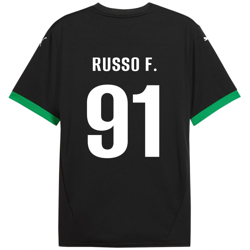 Hombre Camiseta Flavio Russo #91 Negro Verde Oscuro 1ª Equipación 2024/25 La Camisa Argentina