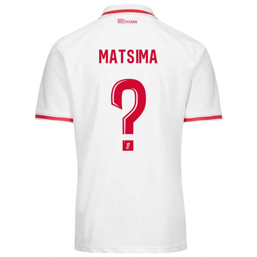 Hombre Camiseta Chrislain Matsima #0 Blanco Rojo 1ª Equipación 2024/25 La Camisa Argentina