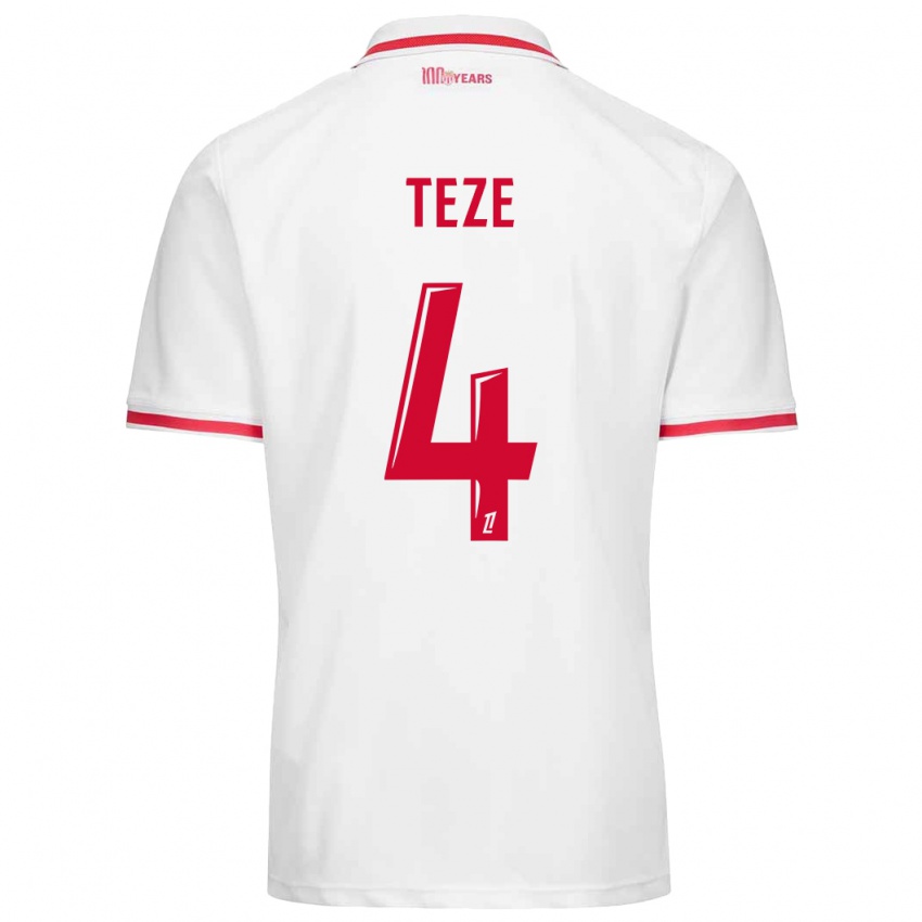 Hombre Camiseta Teze #4 Blanco Rojo 1ª Equipación 2024/25 La Camisa Argentina