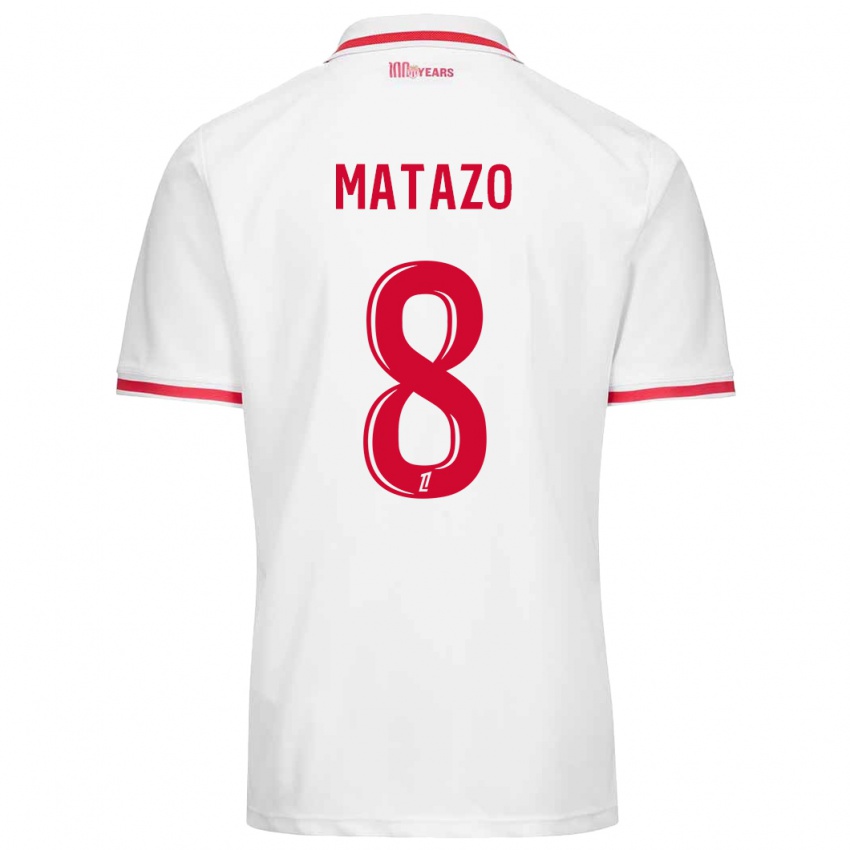 Hombre Camiseta Eliot Matazo #8 Blanco Rojo 1ª Equipación 2024/25 La Camisa Argentina