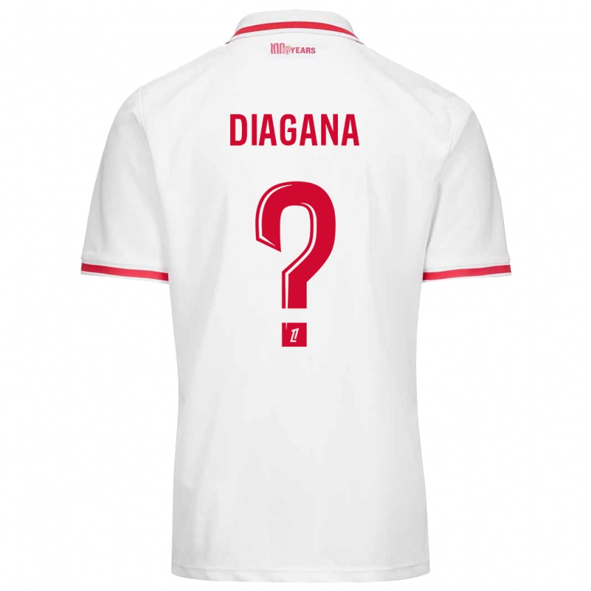 Hombre Camiseta Abdoulaye Diagana #0 Blanco Rojo 1ª Equipación 2024/25 La Camisa Argentina