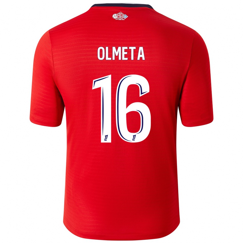 Hombre Camiseta Lisandru Olmeta #16 Rojo Blanco 1ª Equipación 2024/25 La Camisa Argentina