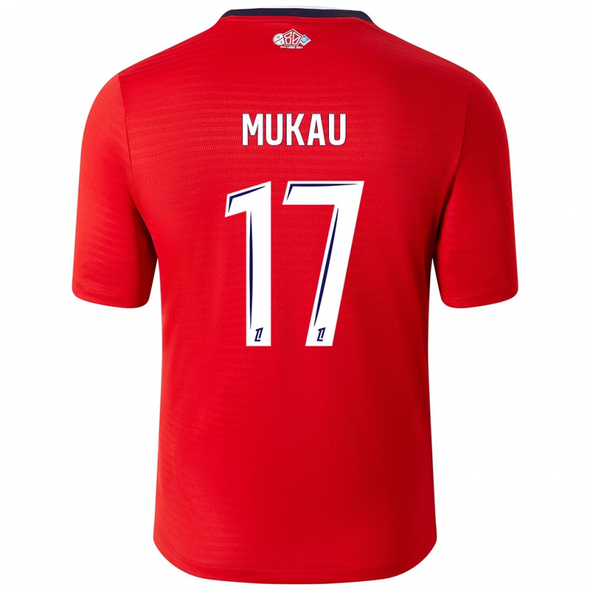 Hombre Camiseta Ngal'ayel Mukau #17 Rojo Blanco 1ª Equipación 2024/25 La Camisa Argentina