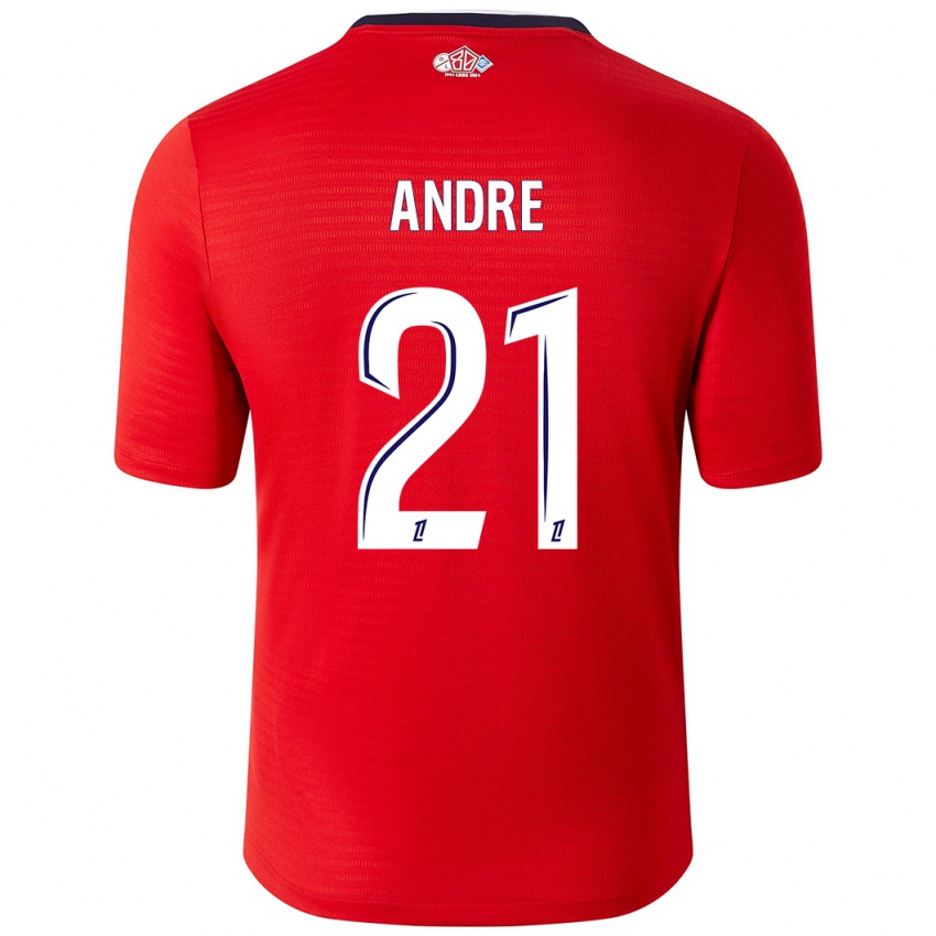 Hombre Camiseta Benjamin Andre #21 Rojo Blanco 1ª Equipación 2024/25 La Camisa Argentina