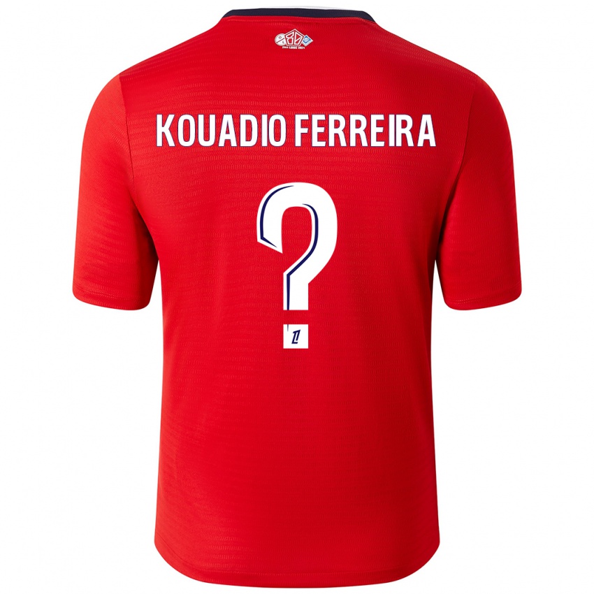 Hombre Camiseta Wilfrid Kouadio Ferreira #0 Rojo Blanco 1ª Equipación 2024/25 La Camisa Argentina