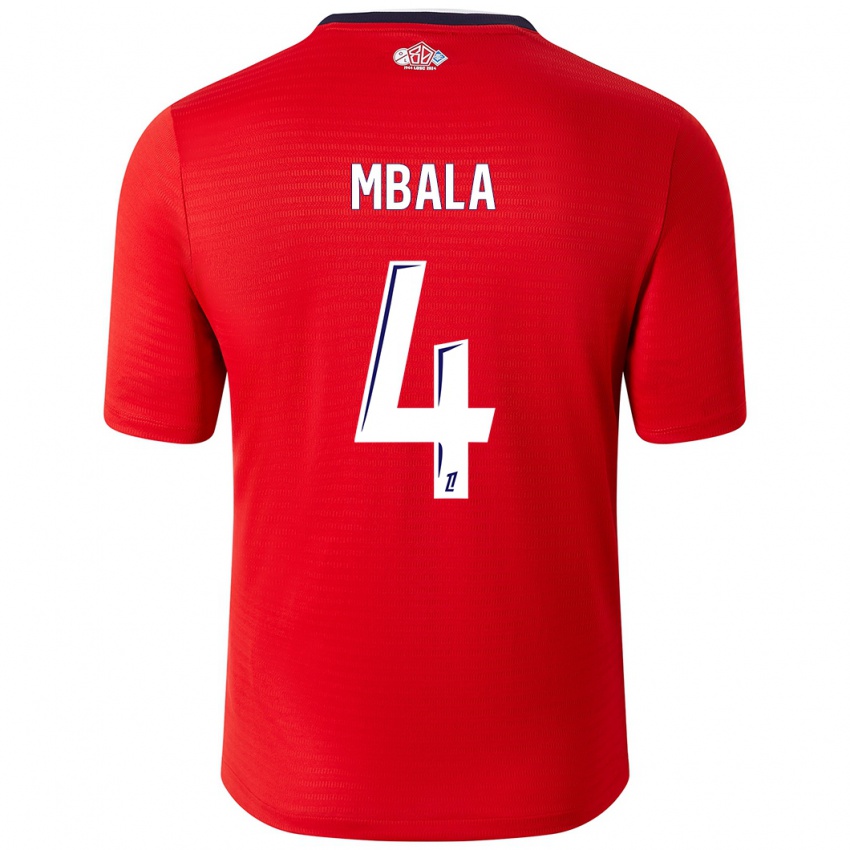 Hombre Camiseta Olivia Mbala #4 Rojo Blanco 1ª Equipación 2024/25 La Camisa Argentina