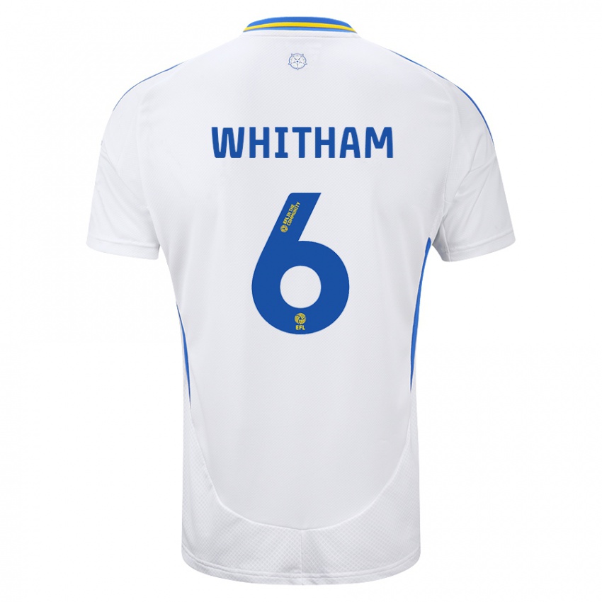 Hombre Camiseta Danielle Whitham #6 Blanco Azul 1ª Equipación 2024/25 La Camisa Argentina