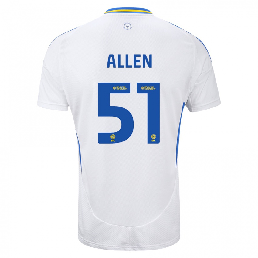 Hombre Camiseta Charlie Allen #51 Blanco Azul 1ª Equipación 2024/25 La Camisa Argentina