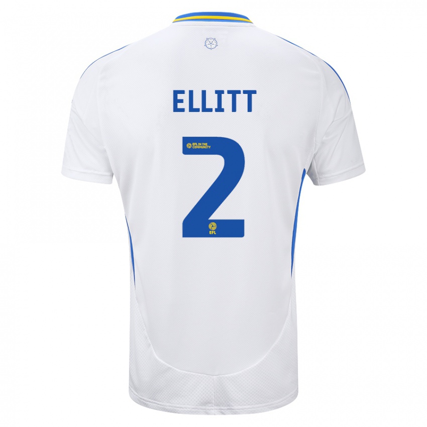 Hombre Camiseta Izzy Ellitt #2 Blanco Azul 1ª Equipación 2024/25 La Camisa Argentina