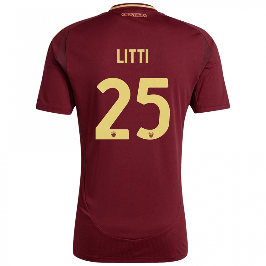 Hombre Camiseta Marco Litti #25 Rojo Marrón Dorado 1ª Equipación 2024/25 La Camisa Argentina