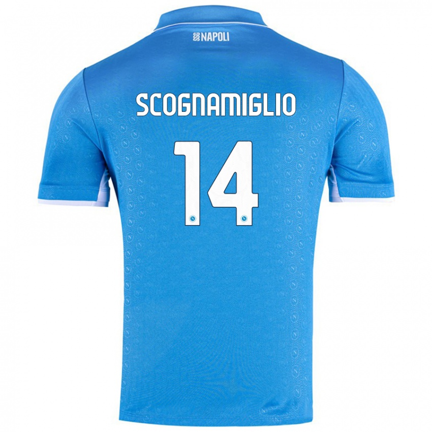 Hombre Camiseta Fabio Scognamiglio #14 Azul Cielo 1ª Equipación 2024/25 La Camisa Argentina