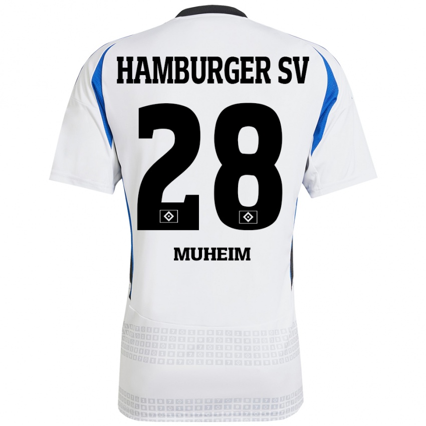 Hombre Camiseta Miro Muheim #28 Blanco Azul 1ª Equipación 2024/25 La Camisa Argentina